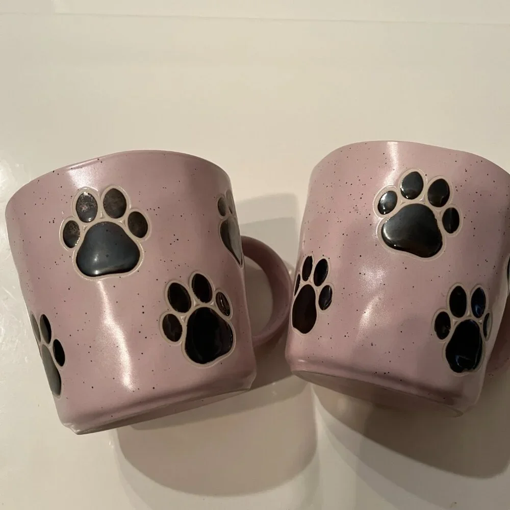 Dog Paw Print Mugs (Set of 2 /‎ new) (pet/x)